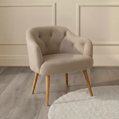 Poltrona Decorativa Luxo Rubi Veludo Detalhe em Capitonê e Pés em Madeira - AV
