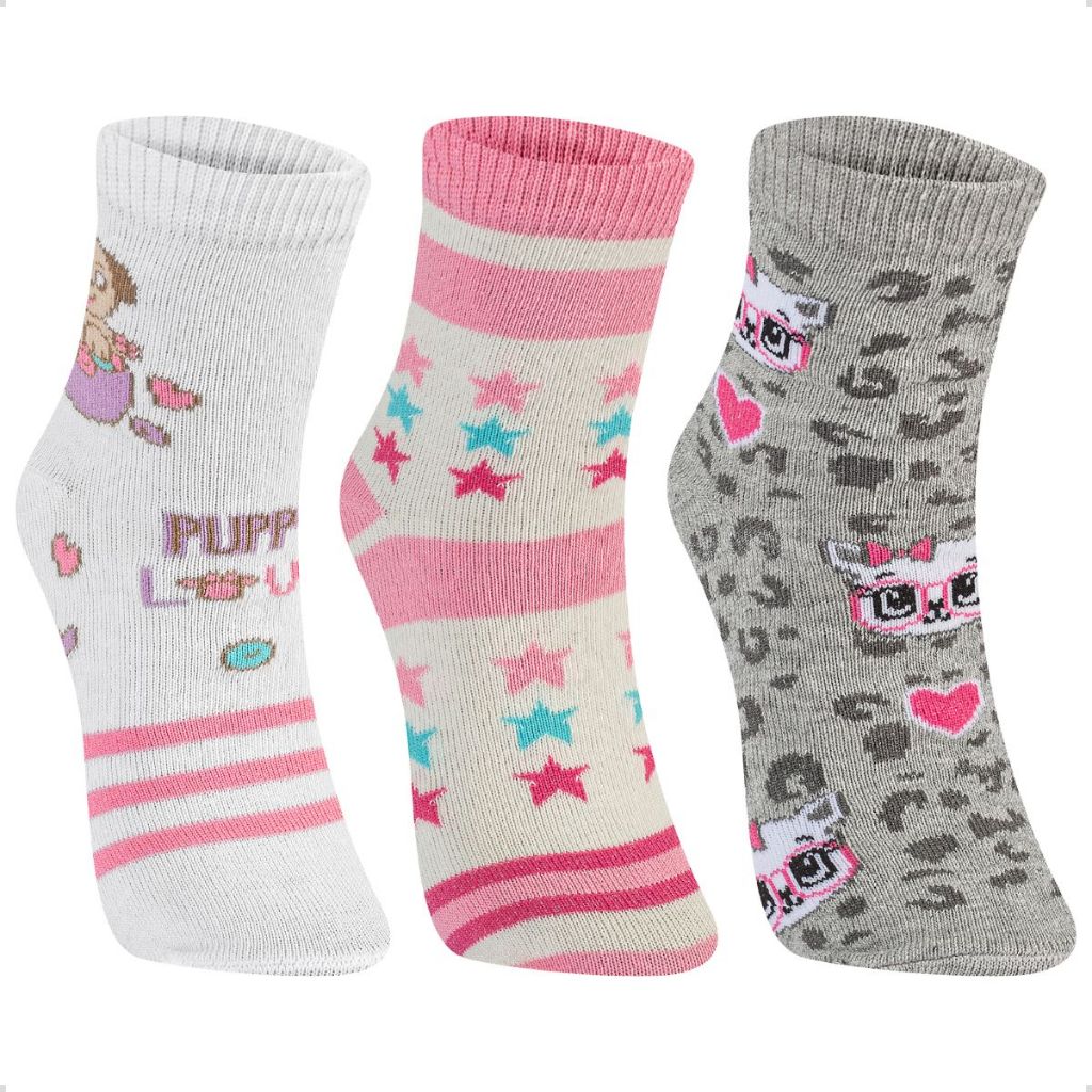 Kit 3 Pares Meia Infantil Algodão Soquete Menina Confortável Fofa Delicada de Bicinhos Divertido em Oferta na Shopee