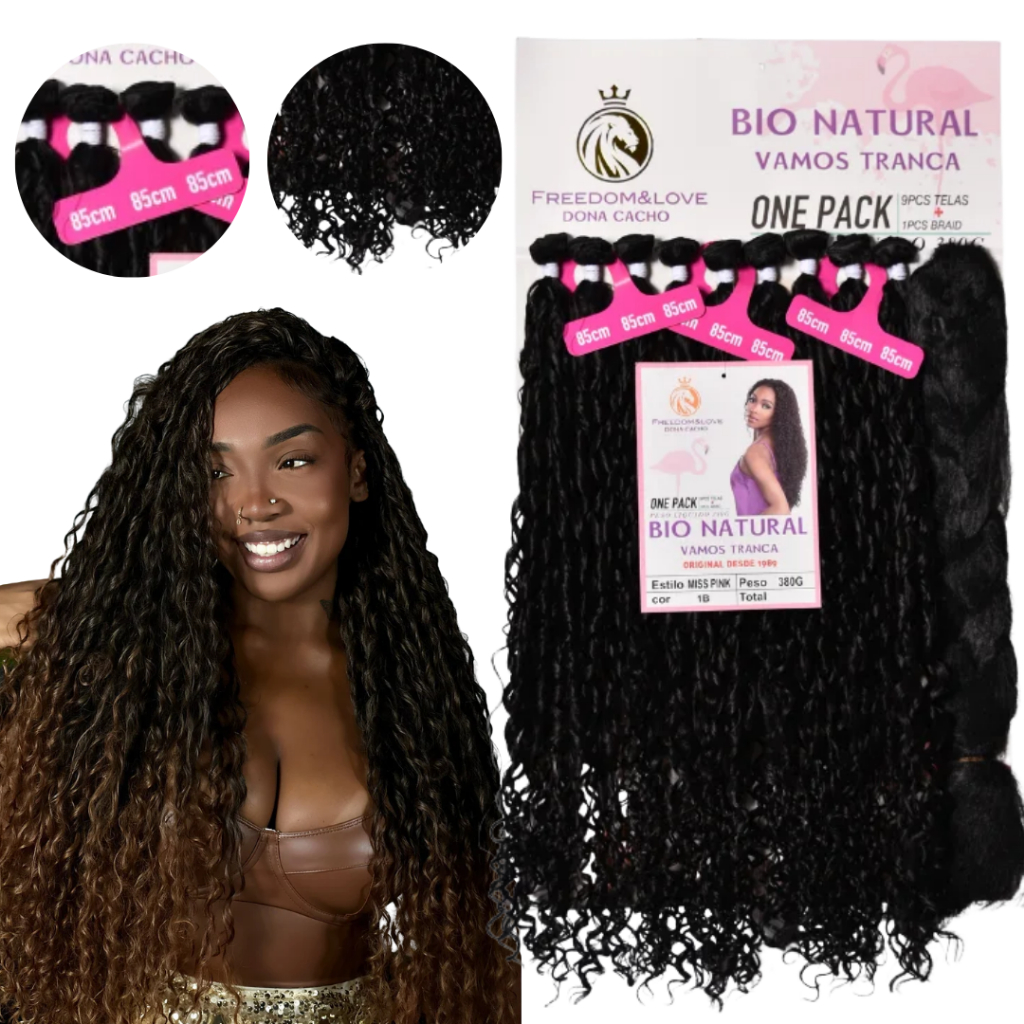 Cabelo Miss Pink Cacheado Freedom&Love Bio Fibra 85cm 380g + Jumbo Braid Original em Oferta na Shopee