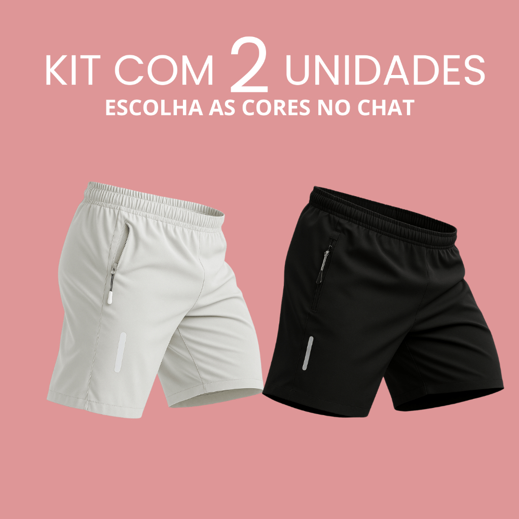 Kit 2 Bermuda Branca Masculino Fresca Treino Corrida Praia Verao Short Tactel Masculino Academia Corrida