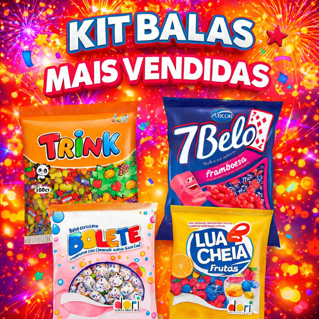 Kit Balas para Festa Trink, Bolete, 7Belo, Lua Cheia – Balas Mais Vendidas