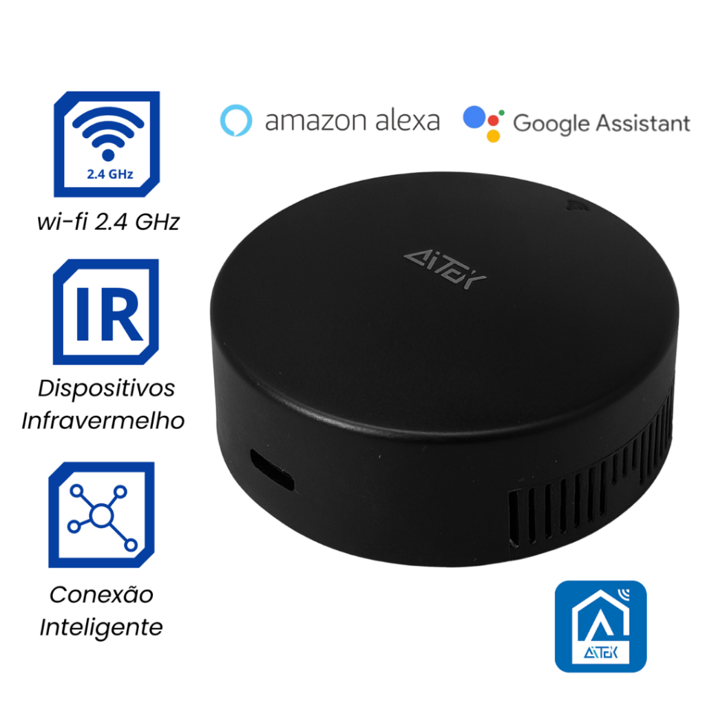 Controle Remoto Universal Inteligente Wi-Fi para TV e Ar Condicionado Alexa Google Assistente IR 360