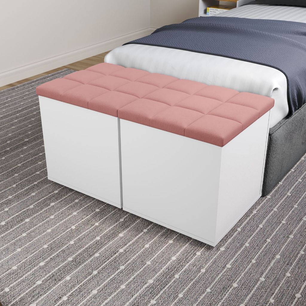 Kit 2 Puffs Bau Organizador Decorativos para Closet Quarto Sala - Kit pufes bau kit puf bau