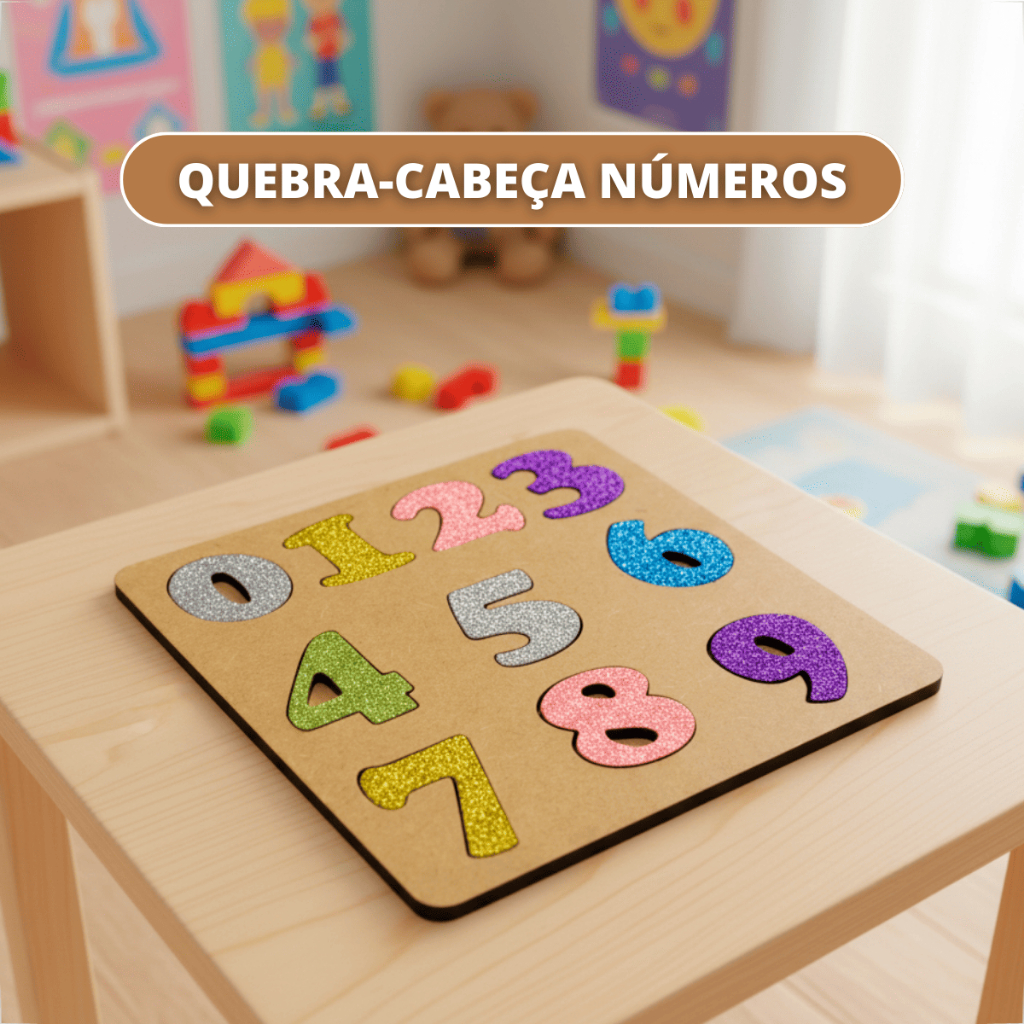 Quebra Cabeça Numeral Educativo Brinquedo Pedagogico em Mdf