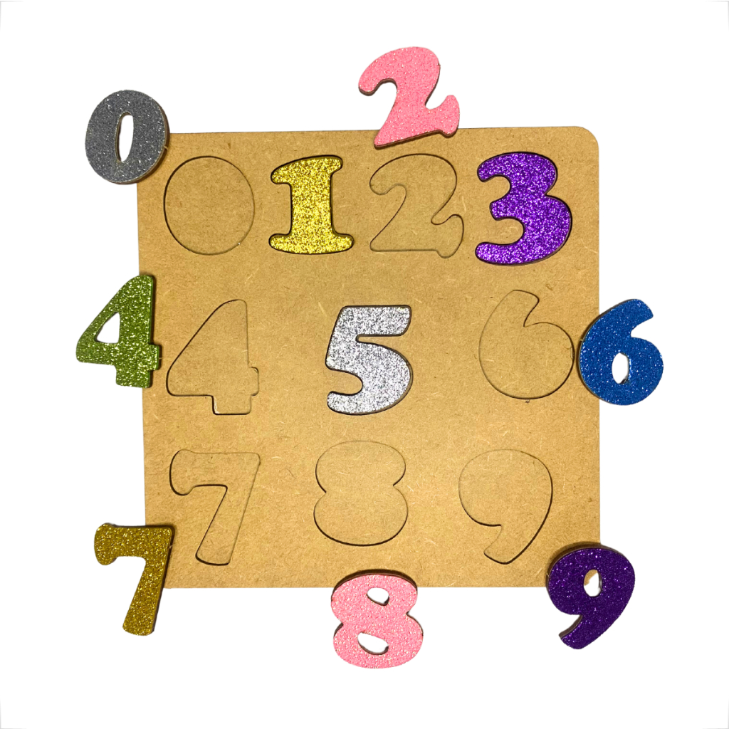 Numeral Educativo Brilhante em MDF - Brinquedo Pedagógico Interativo - Números 0 a 9