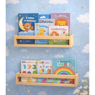 Prateleira Infantil de Madeira, Porta Livros, Decorativa,  kit c/2 em Oferta na Shopee