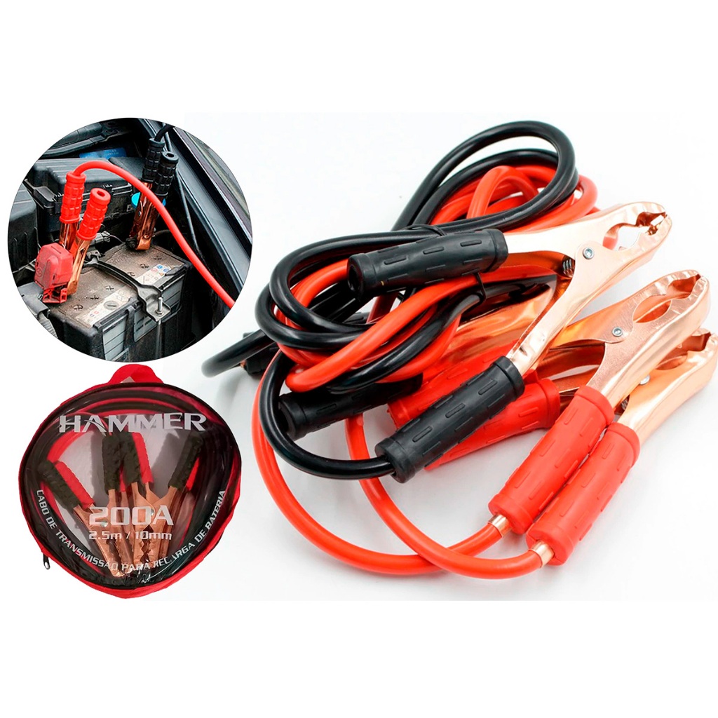 Cabo Chupeta Transmissão 200 Amp 2,5m 10mm Bateria Automóvel Hammer em Oferta na Shopee