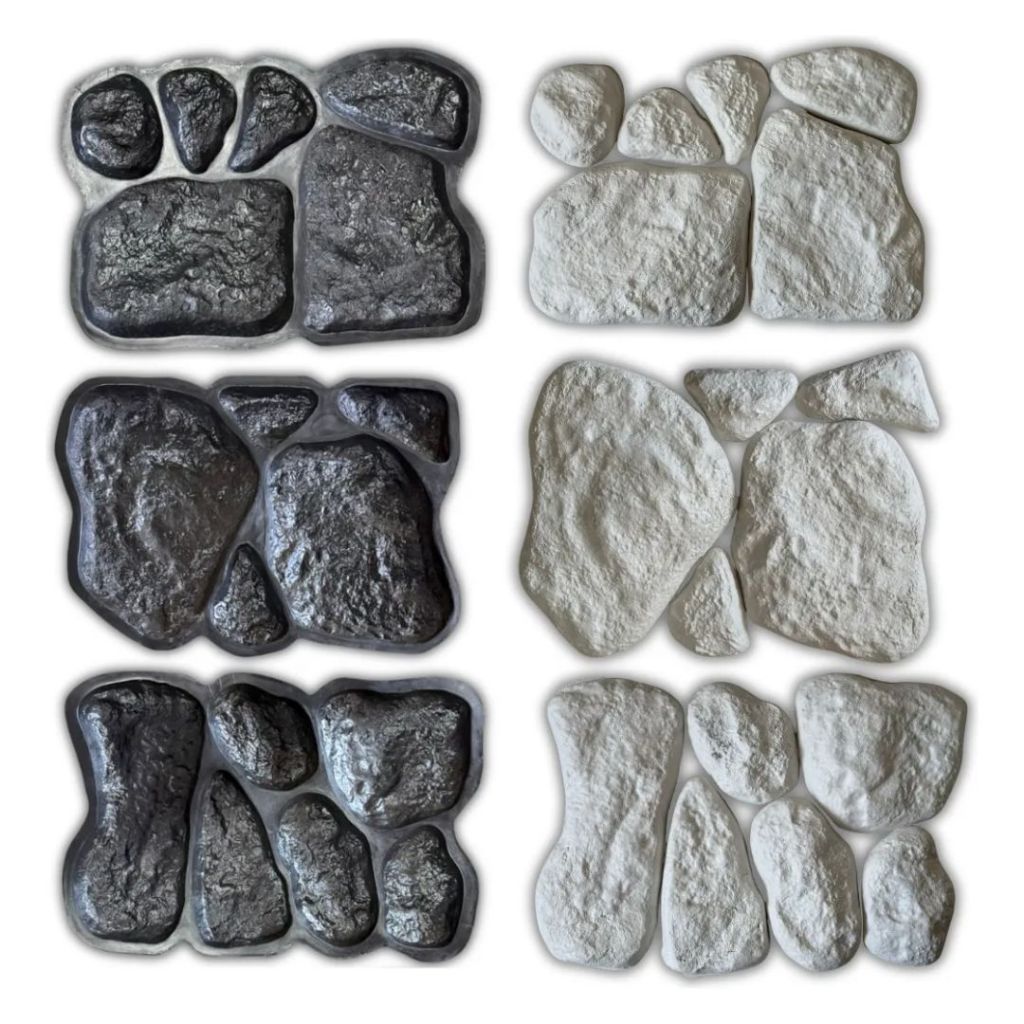 Kit 3 Moldes / Formas Pedra Rústica Gesso e Cimento 17 Pedras Moledo