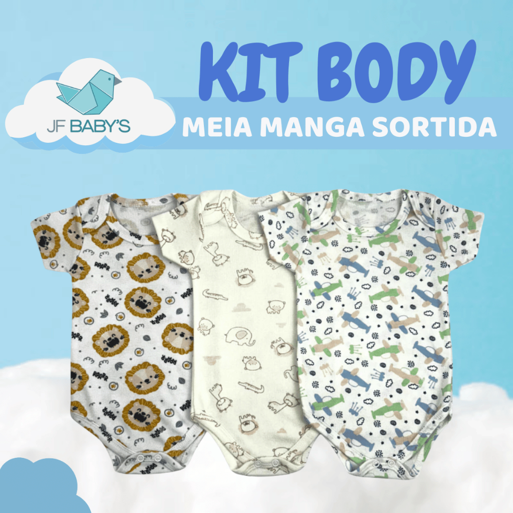 Body Menina Menino Estampado Prático Confortável de Ribana Canelado Meia Manga Sortido