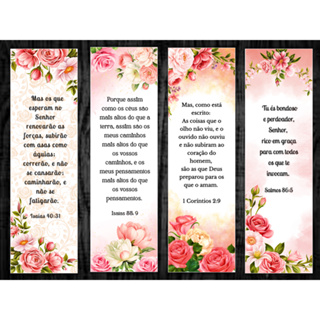 Kit 50 Marcadores de Página Bíblico, Modelo rosas, brinde para clientes e eventos em Oferta na Shopee