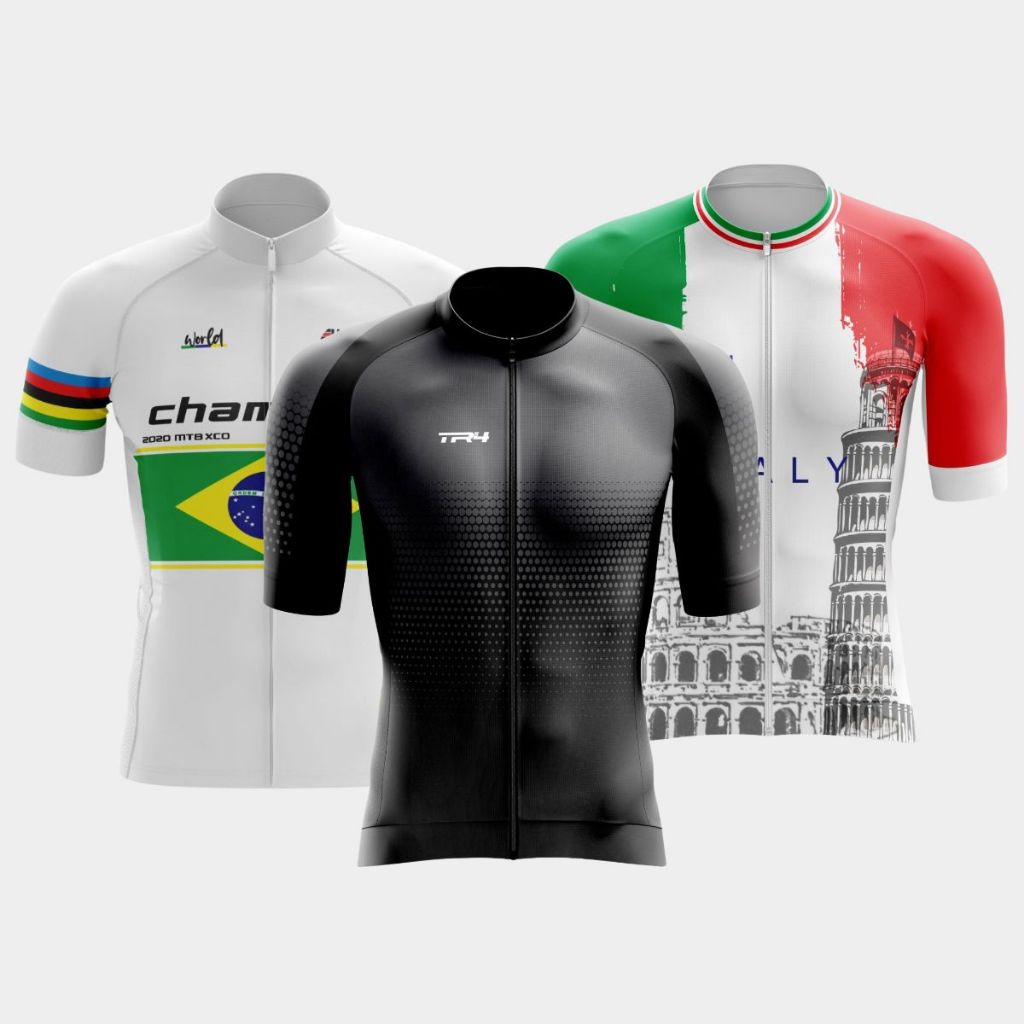 Camisa de Ciclismo Masculina Premium Zíper Total Slim Camiseta Ciclista Bike Pedal MTB