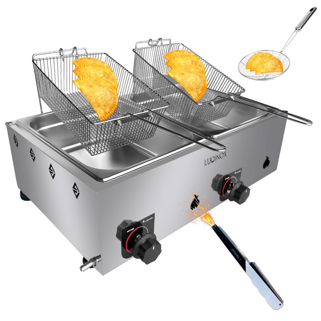 Fritadeira a gás 2 cubas + Acessórios