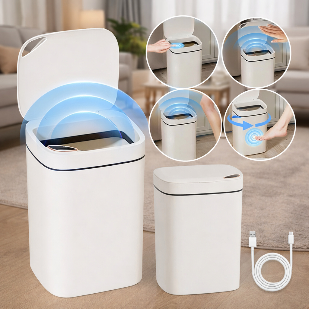 Lixeira Automática Inteligente De 11/12/18 Litros Para Banheiro Cozinha Escritório Quarto Com Sensor Smart