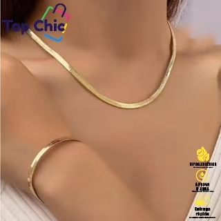Conjunto Elegante: Colar com Pingente de Cobra Revestido e Pulseira de Luxo Banhada a Ouro 18K