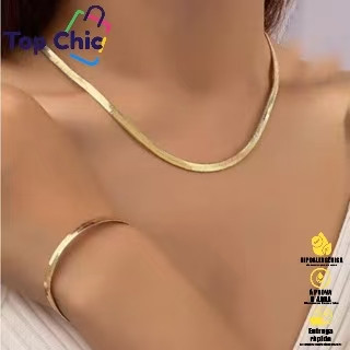 Conjunto Elegante: Colar com Pingente de Cobra Revestido e Pulseira de Luxo Banhada a Ouro 18K