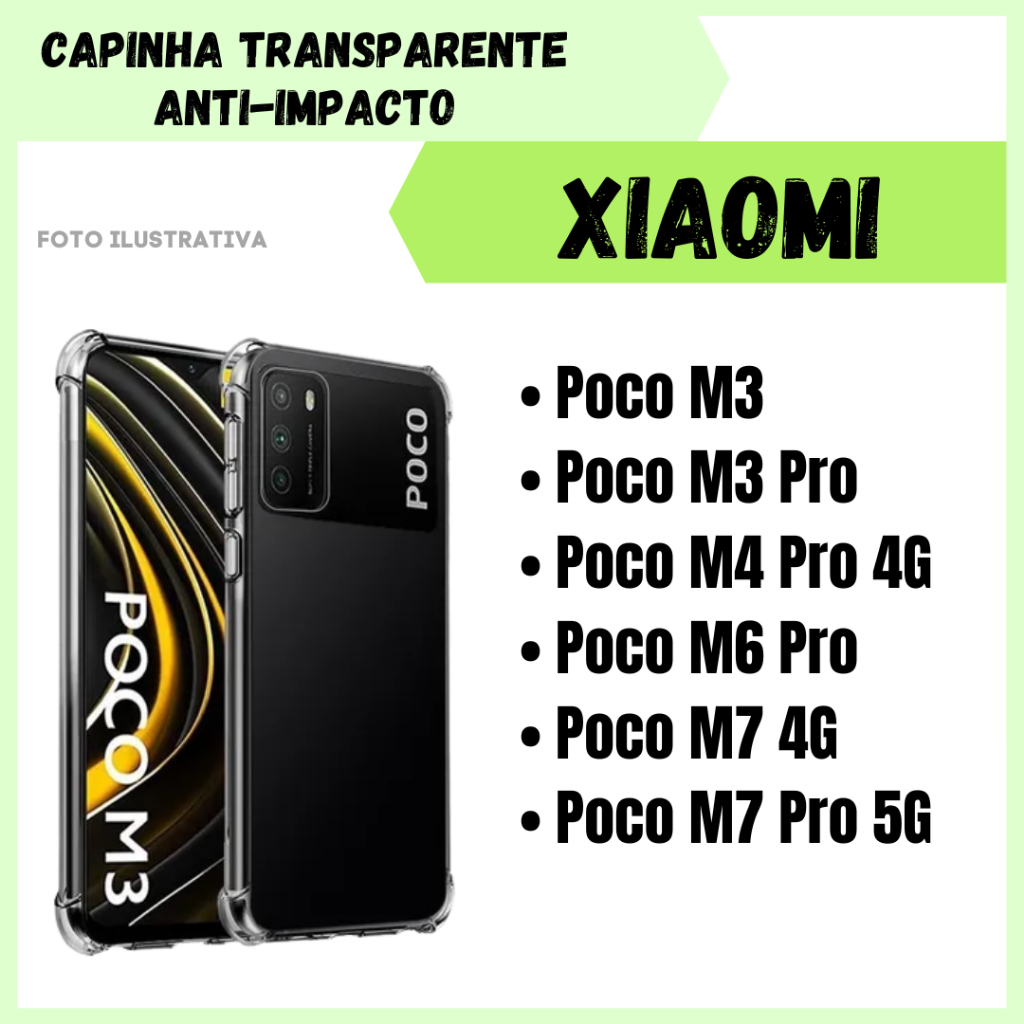 Capa Transparente Anti Impacto Xiaomi Poco M3 / M3 Pro / M4 Pro 4G / M6 Pro / M7