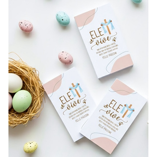 Cartão Feliz páscoa Ele vive em Oferta na Shopee