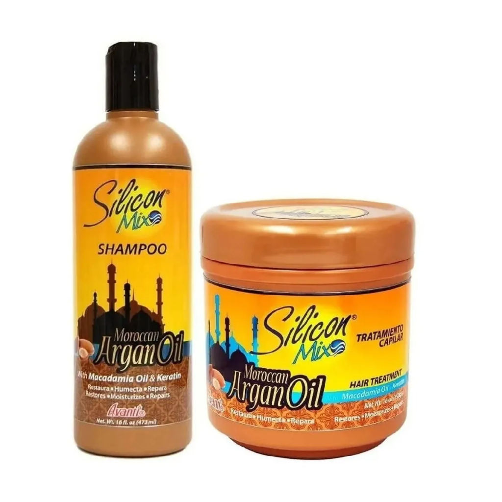 Kit Silicon Mix Moroccan Argan Oil Shampoo 473ml + Mascara 450g
