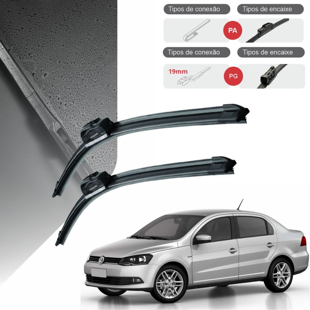 Par Palheta Voyage Dianteira Vw Limpador Parabrisa Kit Palhetas Silicone Original