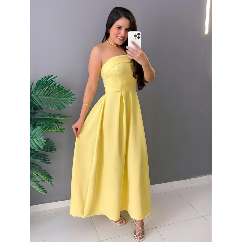 Vestido Longo Alfaiataria Para Festas Tomara que Caia Ideal Para Casamentos Moda Feminina em Oferta na Shopee