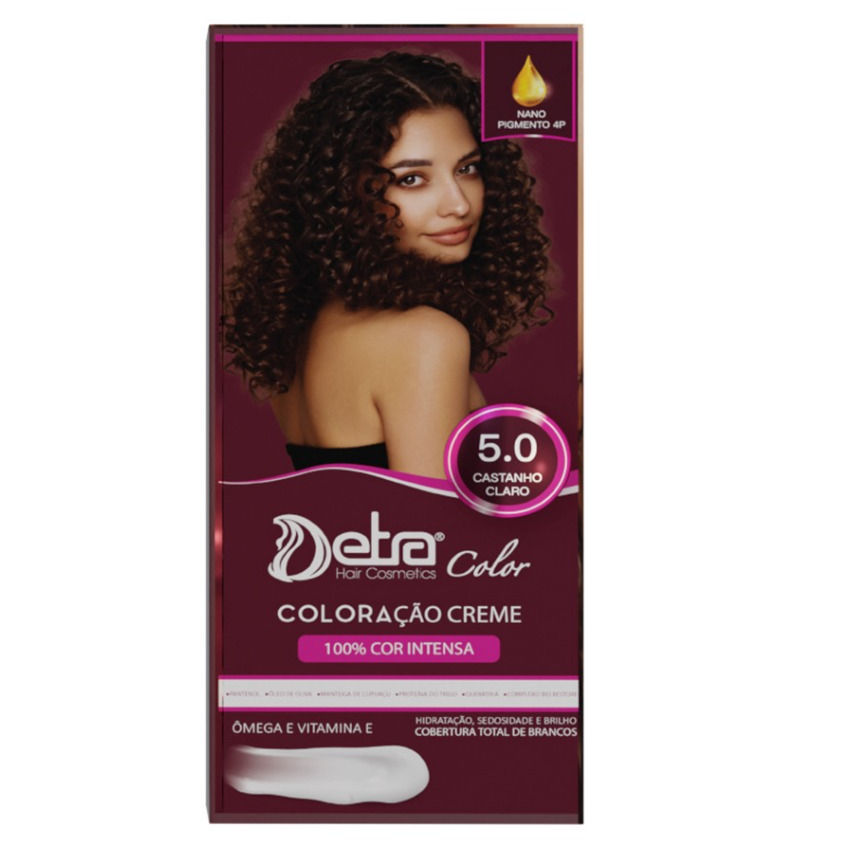 Kit color 5.0 Castanho Claro 50gr Coloração creme Tinta de cabelo -  Detra Hair Cosmeticos