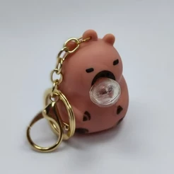 Bonito 3D Capivara Soprando Bolhas Dos Desenhos Animados Chaveiro