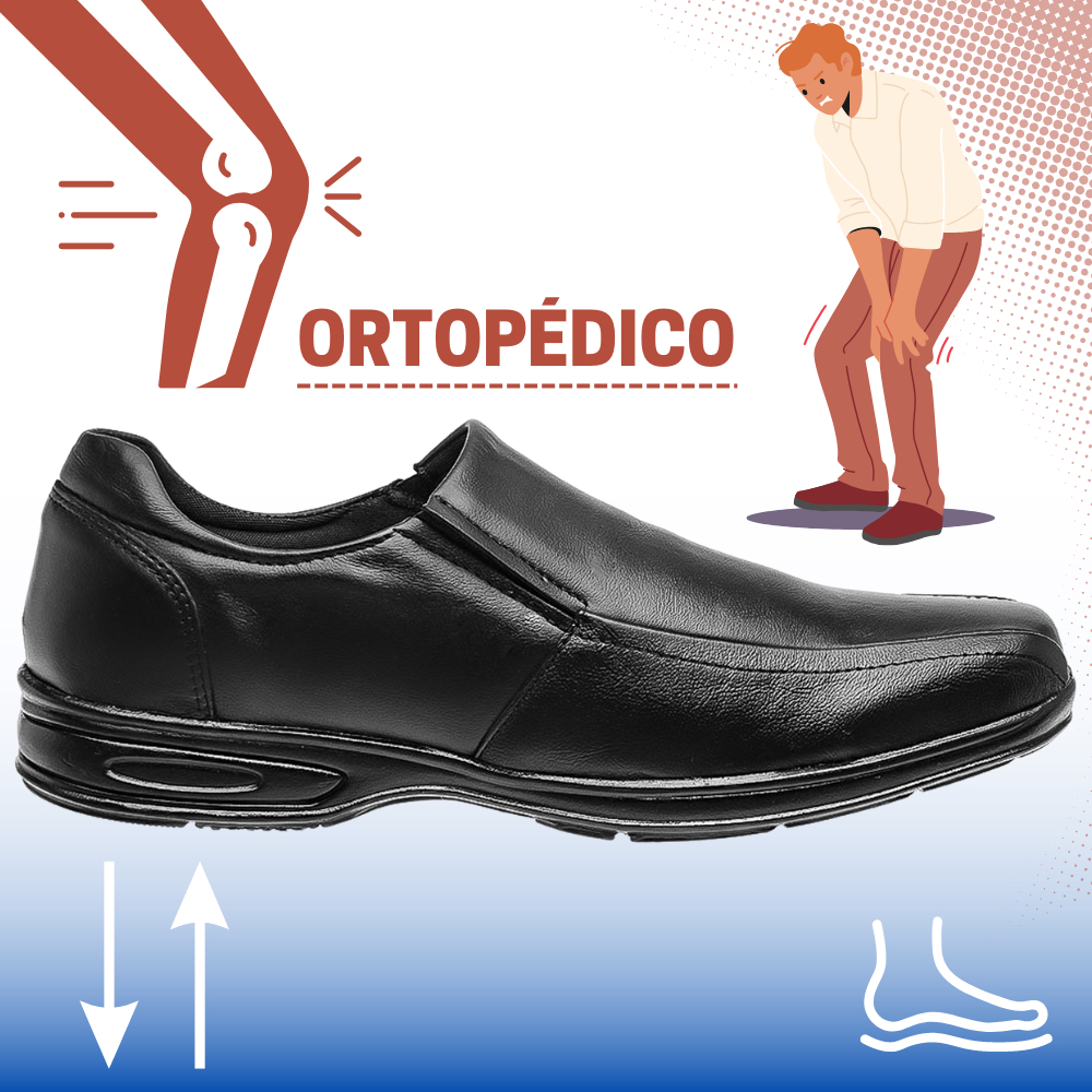 Sapato Social Masculino de Couro Ortopédico Confortável Leve Sola Antiderrapante Envio Imediato