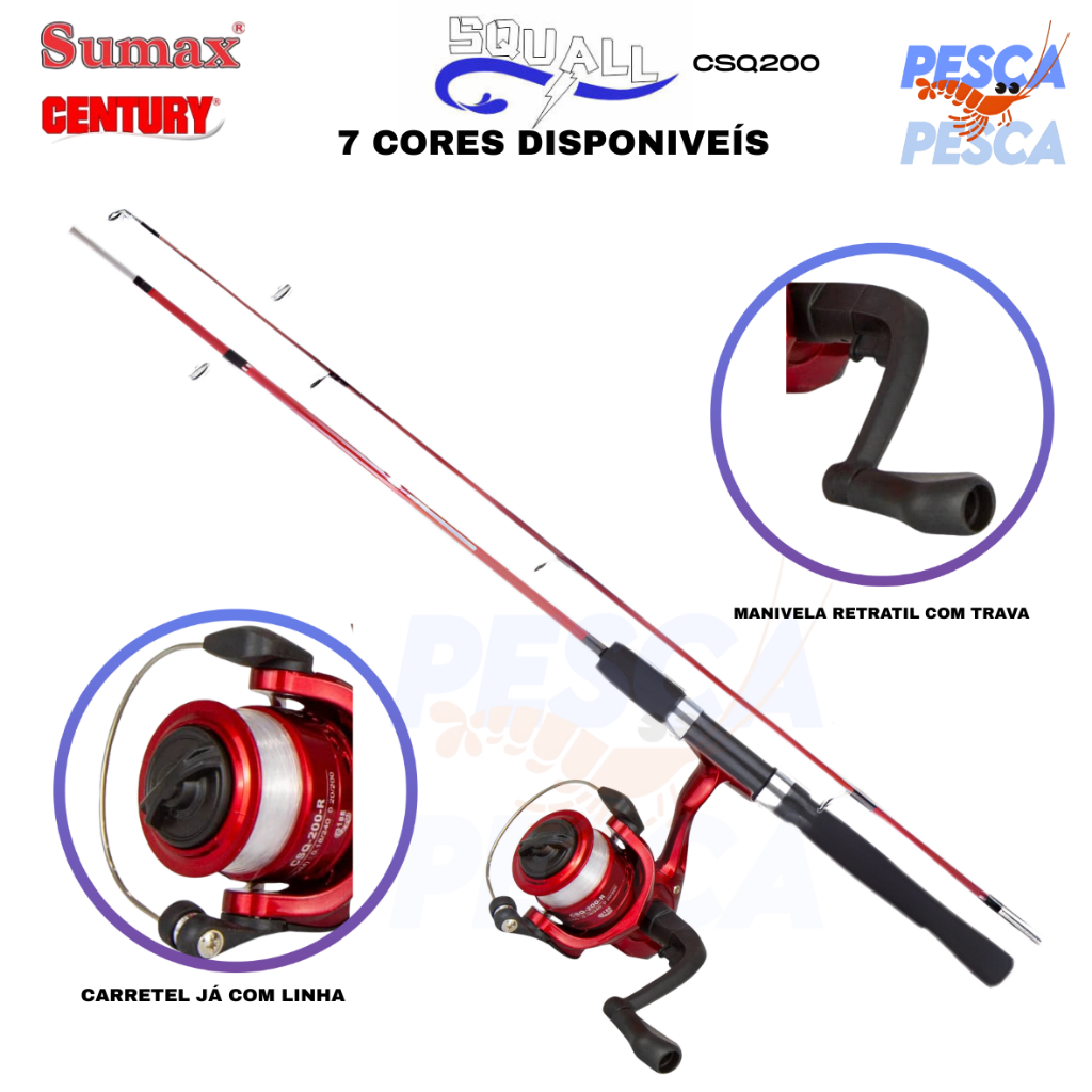 Kit Pesca Ultralight Vara + Molinete + linha  Sumax Century Tilápia Piau Piapara