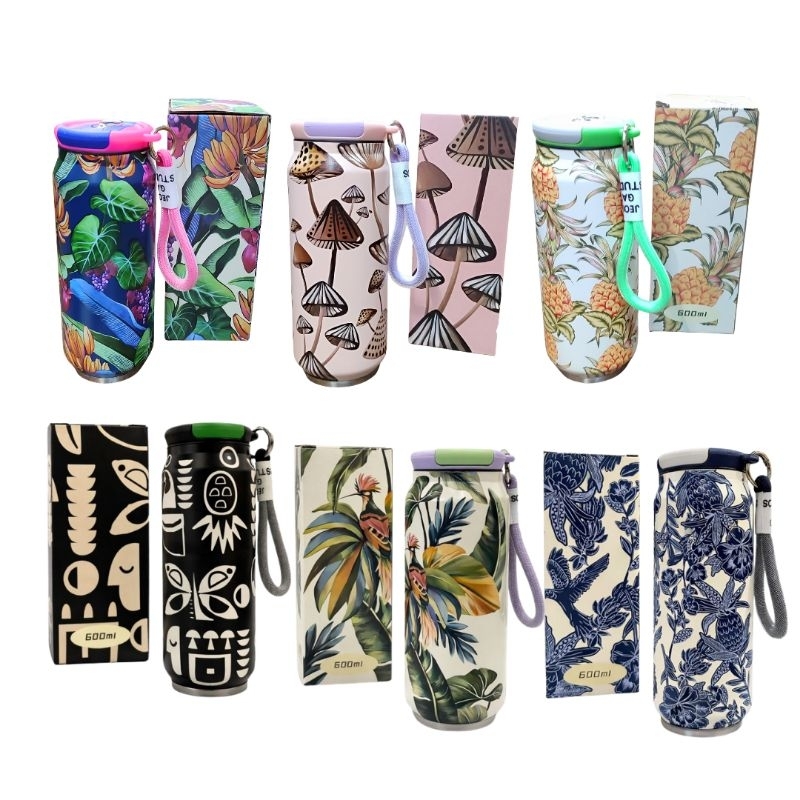 Garrafa Térmica aço inox Copo Estampado térmica estilo Lata com alça em Oferta na Shopee