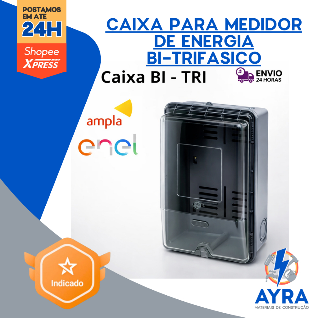 Caixa para Medidor de Energia Homologada Enel | Bifásico e Trifásico | Marca Taf – Até 70A em Oferta na Shopee