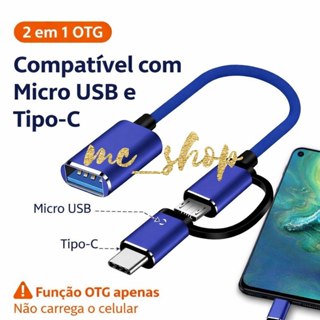 Adaptador OTG 2 em 1 USB 3.0 – Tipo-C + Micro USB para Celular e Notebook - Premium em Oferta na Shopee