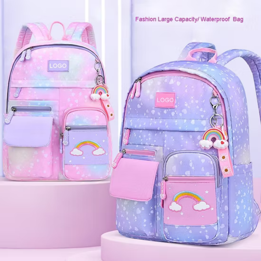 Mochila Escolar Feminina Infantil Juvenil Reforçada Arco-Íris Impermeável + mimo em Oferta na Shopee