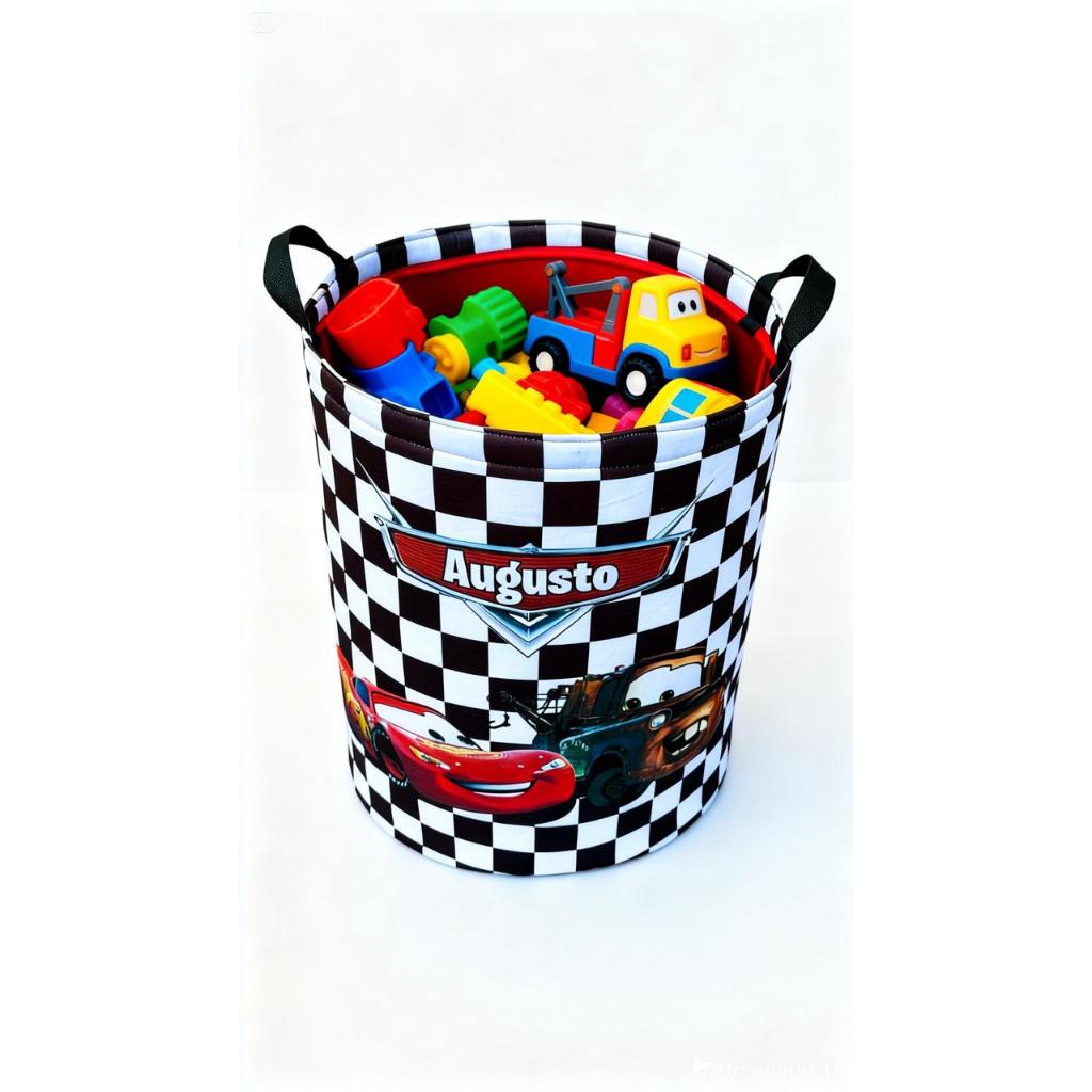 Cesto De Brinquedos Organizador Personalizado Com O Nome Carros Disney