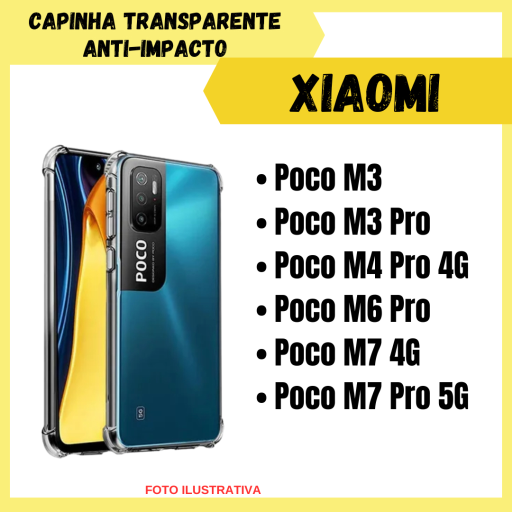 Capa Transparente Anti Impacto Xiaomi Poco M3 / M3 Pro / M4 Pro 4G / M6 Pro 5G /