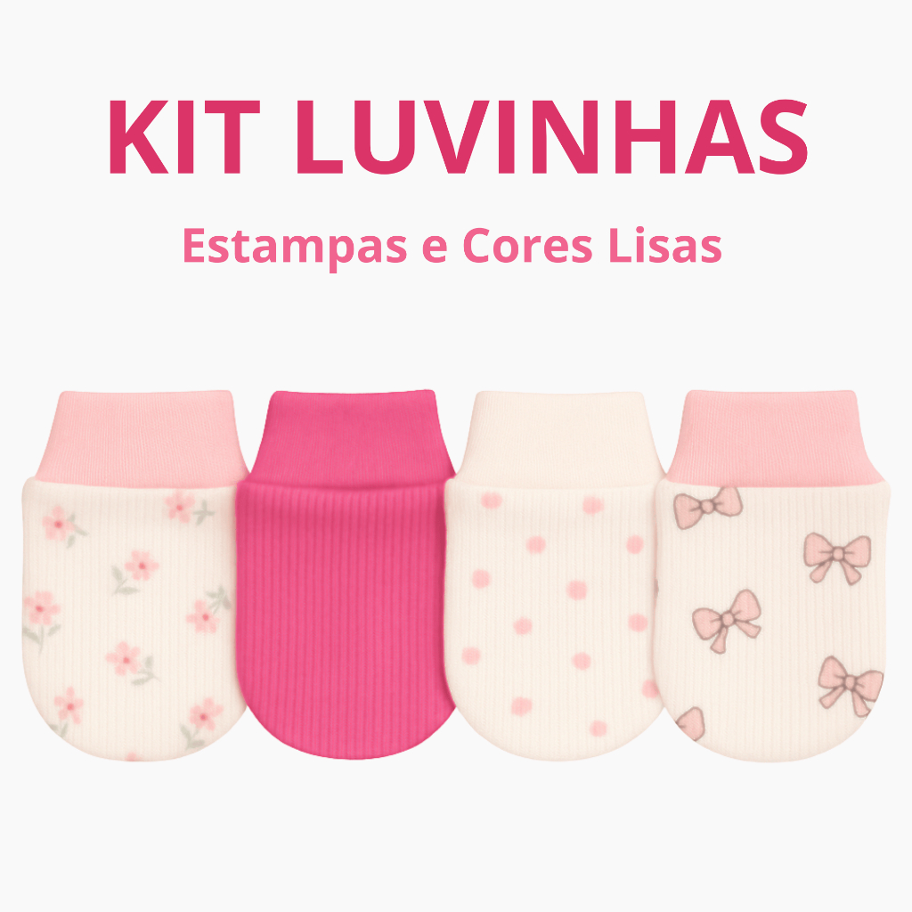 Luvinha Bebê Menina RN | Kit 3 ou 5 Pares | 100% Algodão