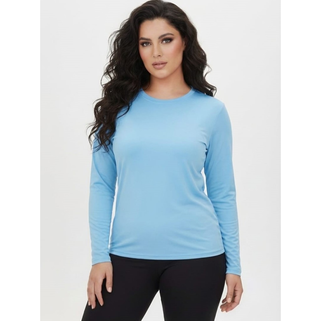 Camiseta Feminina Proteção Solar UV50+ Segunda Pele Térmica Longa Praia Caminhada