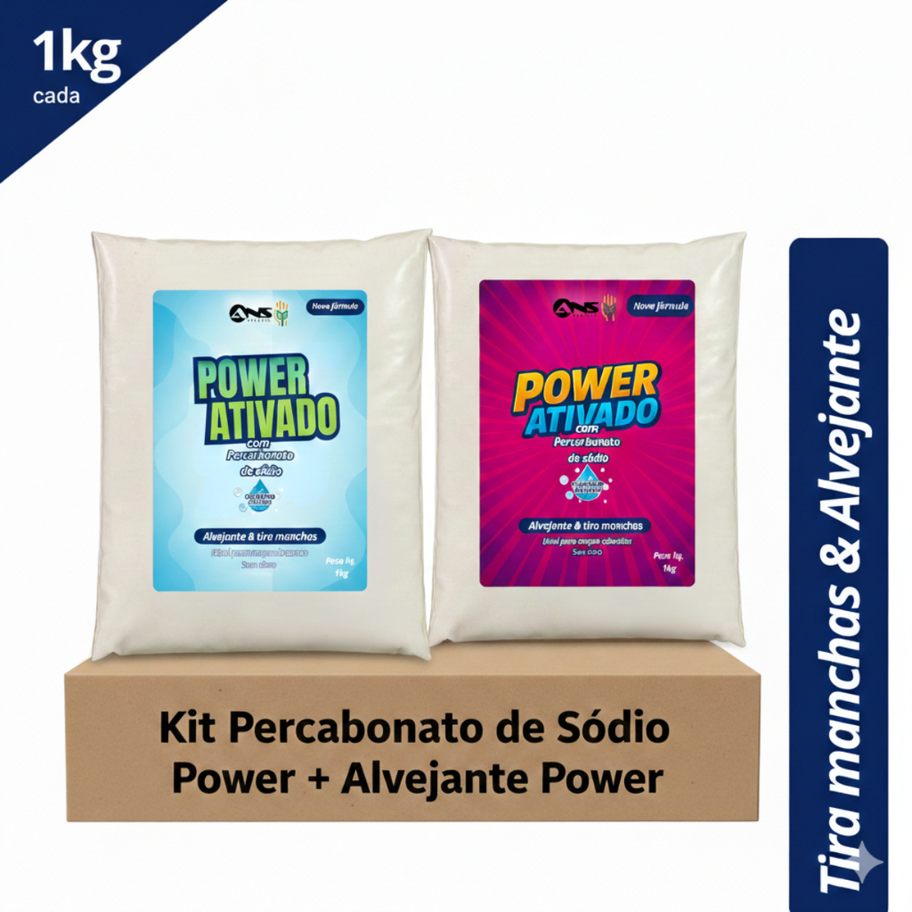 Percarbonato de Sódio 1Kg + Alvejante Tira Manchas 1Kg