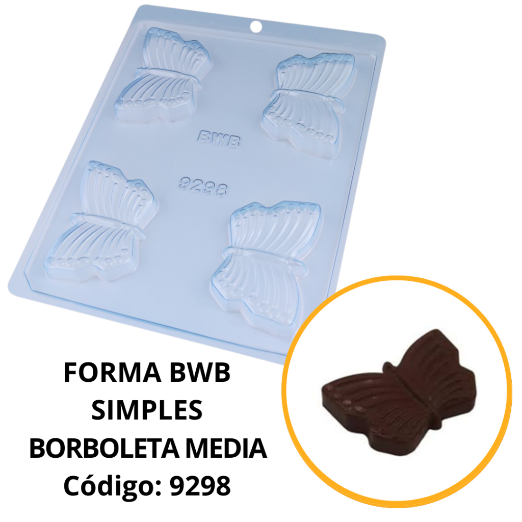 1~10 Forma Simples  Borboleta Media 9298 - (E7) em Acetato BWB Para Bombom e Doces de Chocolate Páscoa em Oferta na Shopee