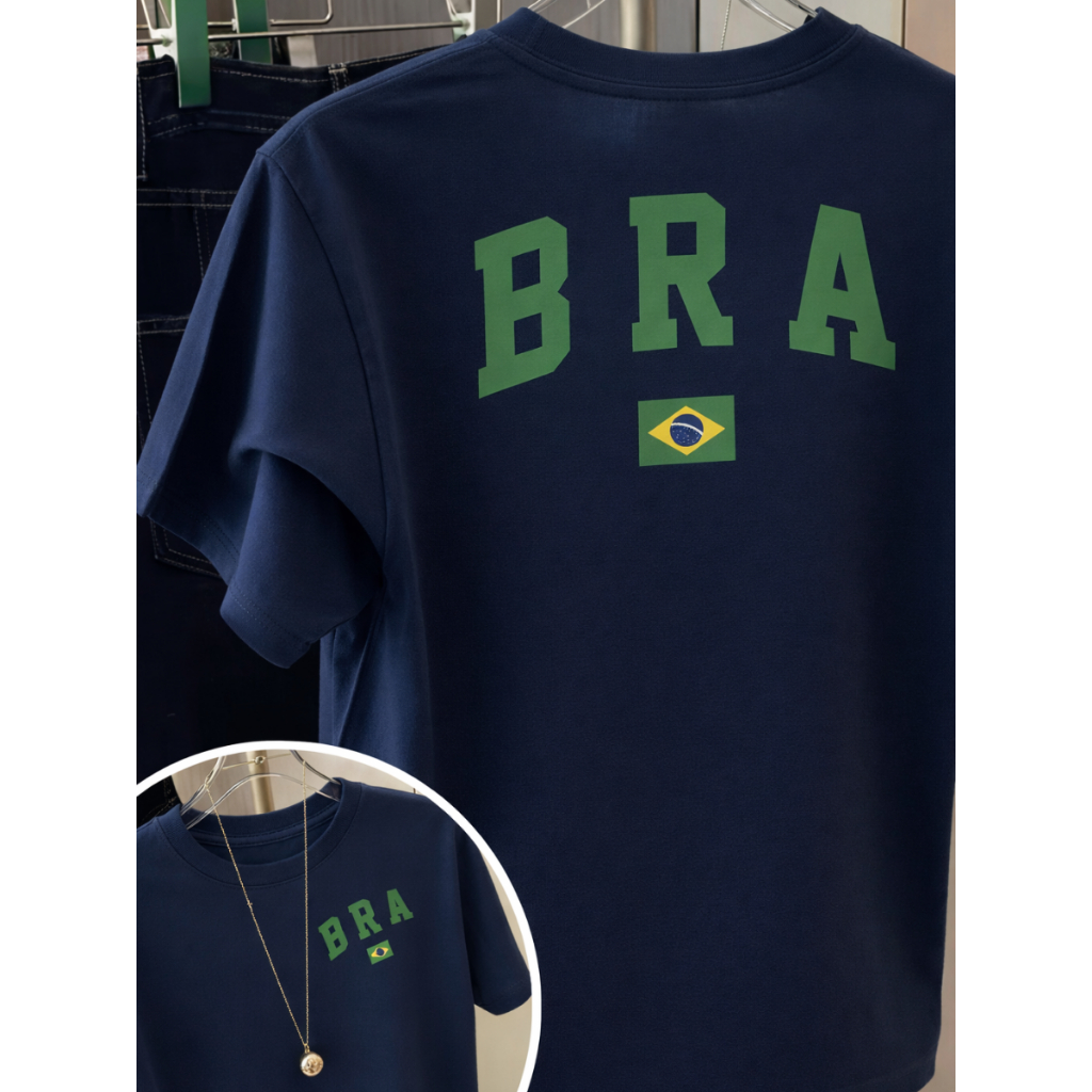 Camisetas Moda Feminina Oversized T - shirt Brasil Estampa Premium
