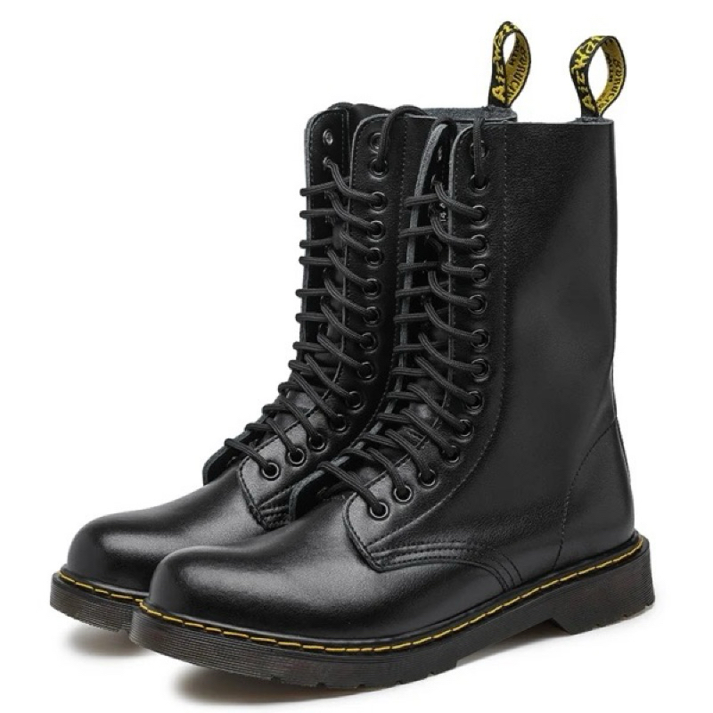 bota coturno dr martens cano longo couro legítimo preto nova em Oferta na Shopee