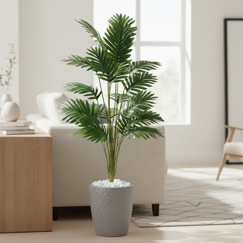 Planta Artificial Palmeira Areca Grande Real Toque Com Vaso Polietileno