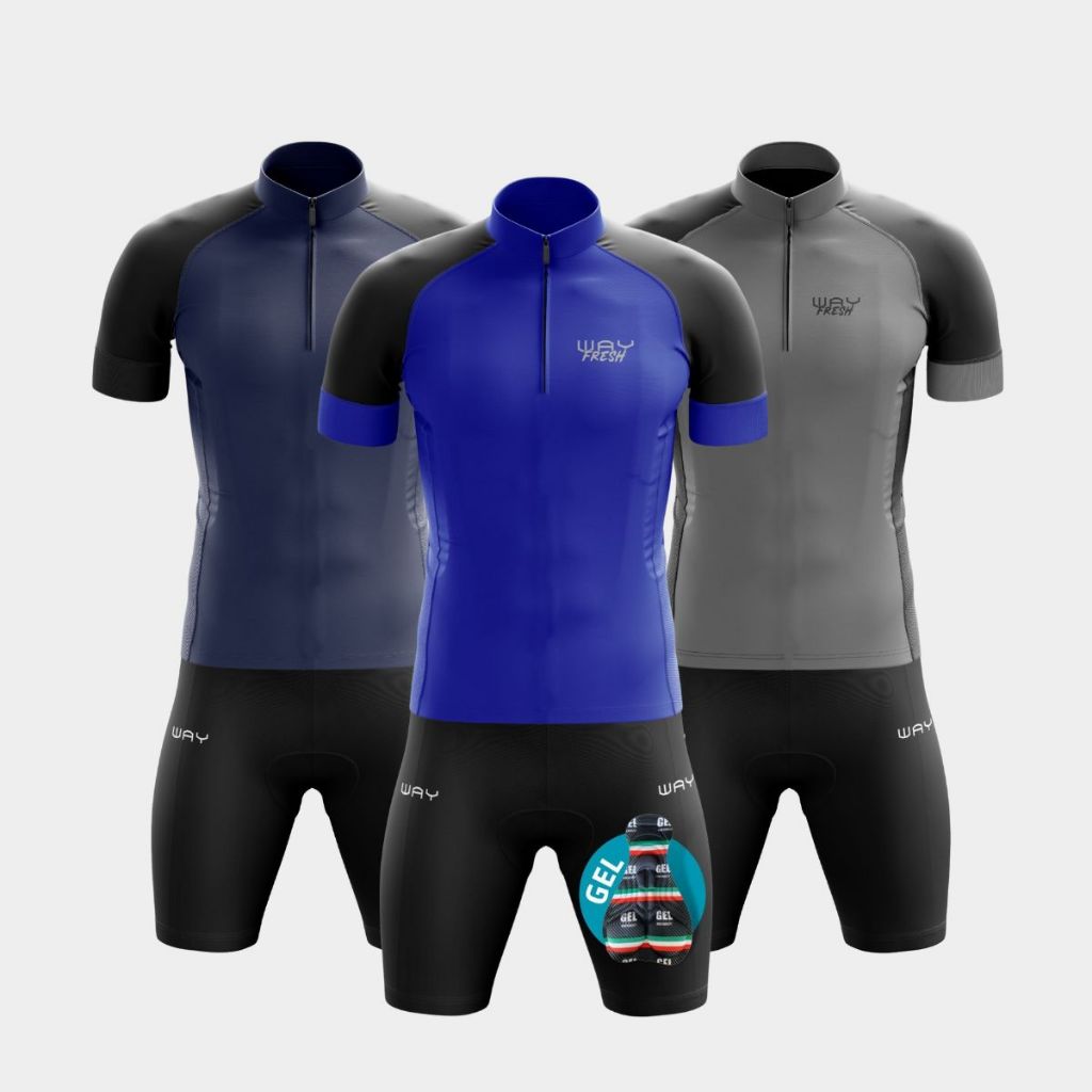 Conjunto Ciclismo Masculino Camisa De Bicicleta Azul Verde Limão Azul Marinho Be