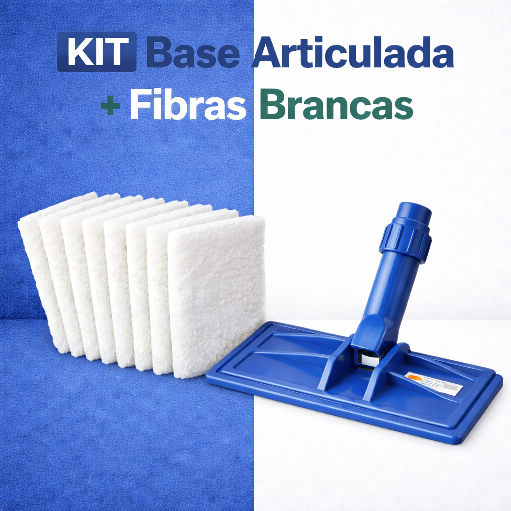 Kit Base Articulada + 10 Fibras Brancas 250x100mm Para Limpeza Leve de Piso e Inox em Oferta na Shopee
