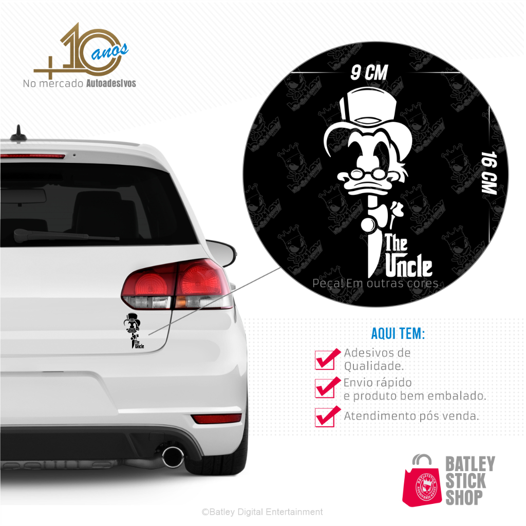 Adesivos Carro Rebaixado, Moto, Bike, notebook, fusca, kombi, Arcooled, tuning, geek Tio Patinhas Grande Chefão.