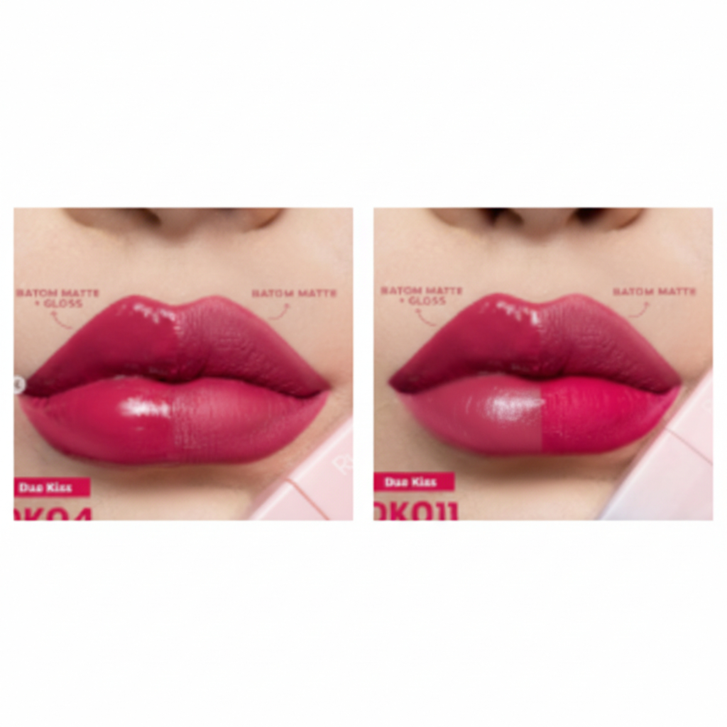 Batom Liquido e Gloss Ruby Rose Duo Kiss Efeito Matte Alta Pigmentação Longa Duração