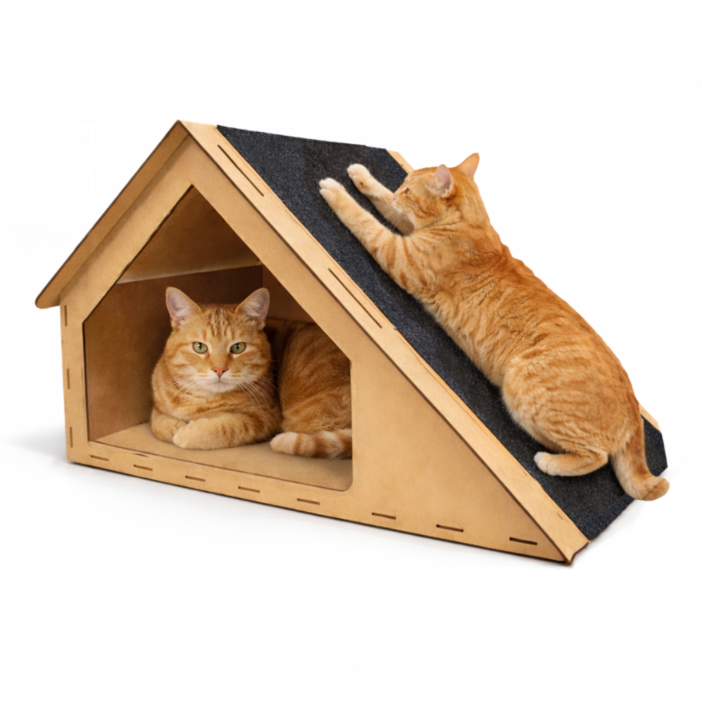 Rampa Para Gatos Casa Carpete Toca Mdf Brinquedo Arranhador Gato Diversão  30x47x36cm Madeira MDF em Oferta na Shopee