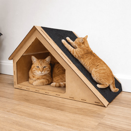 Arranhador Gato Rampa Anti Estresse Casinha Brinquedo Tóca 30x47cm