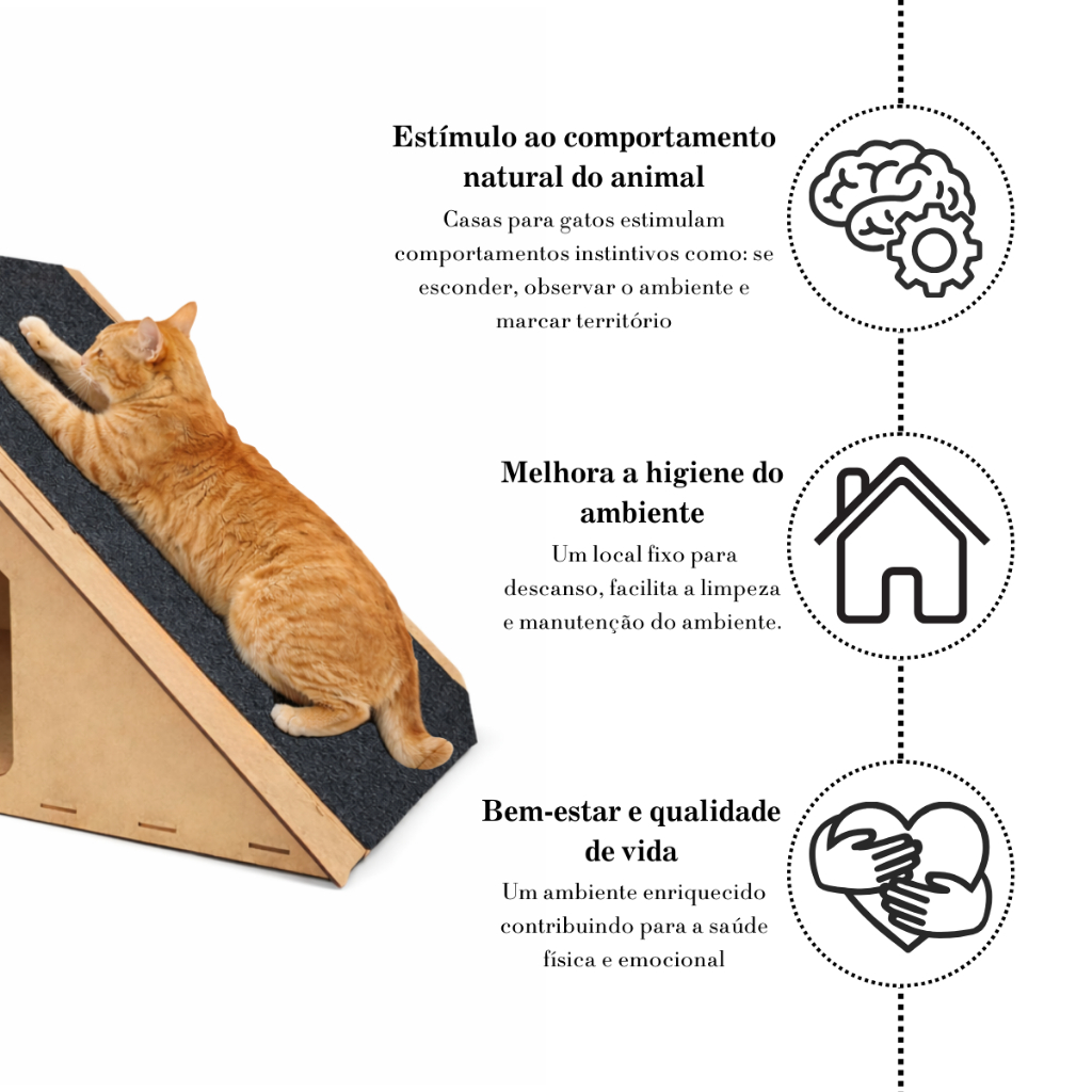 Arranhador Toca Casinha para Gatos Rampa Antiestresse 30x47x36cm Playground Casa de Gato