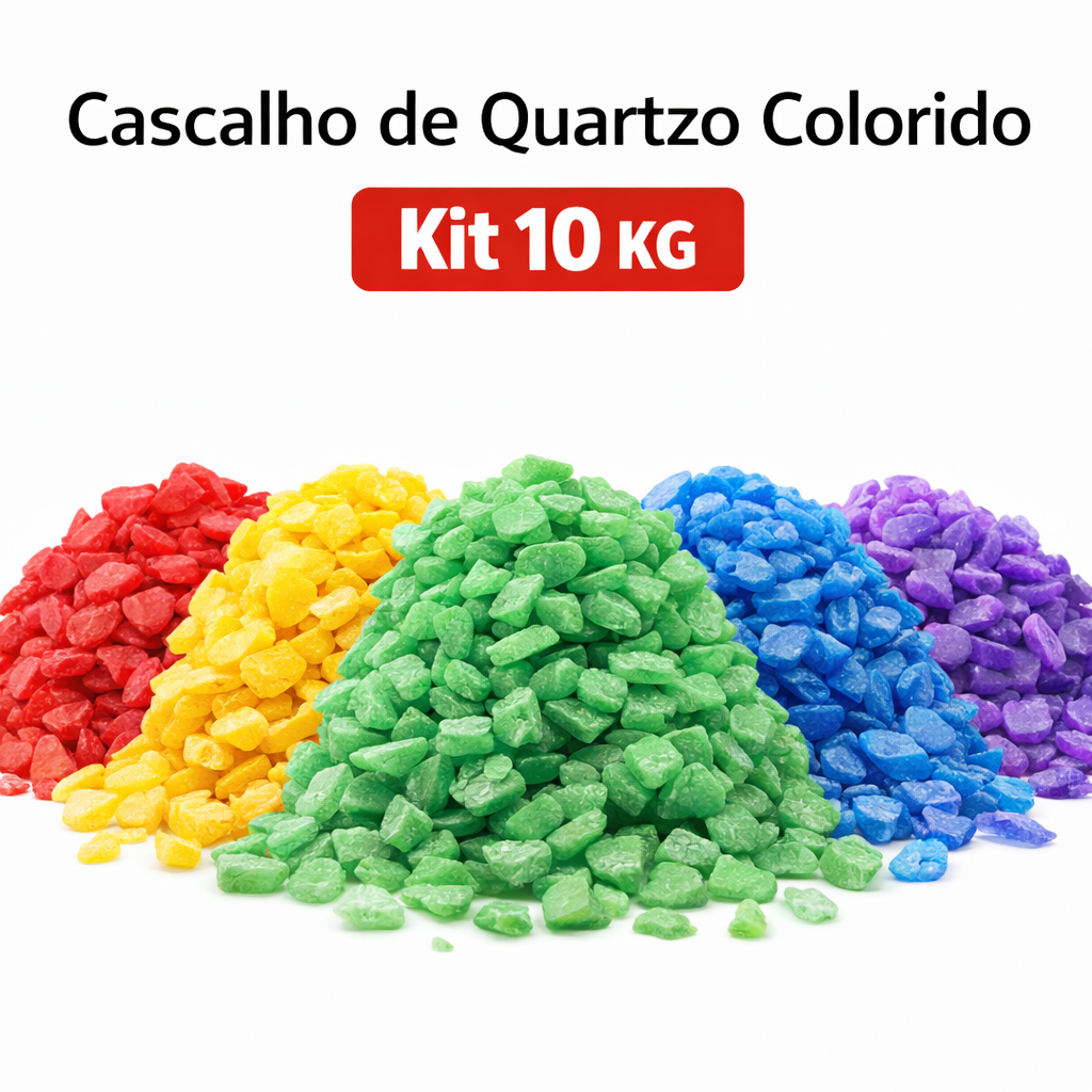 Cascalho Quartzo Colorido 10KG para Aquário e Decoração | Escolha a Cor | Alta Qualidade