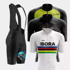 Conjunto de Ciclismo Masculino Camisa Manga Curta Pro e Bretelle Gel Bike Confortável